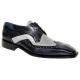 Duca Di Matiste "Saranno" Black/Light Grey Genuine Italian Calf Leather Lace-Up Dress Shoes.